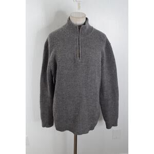 Flint And Tinder Mens 1/2 Zip Sweater Large Wool Knit Gray